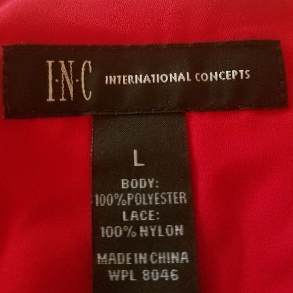 INC Red Blouse with Lace Detail Bell Sleeves - Picture 5 of 5